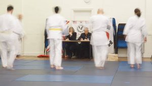 Master Parlour and Grandmaster Chang conducting a Hapkido grading in London.